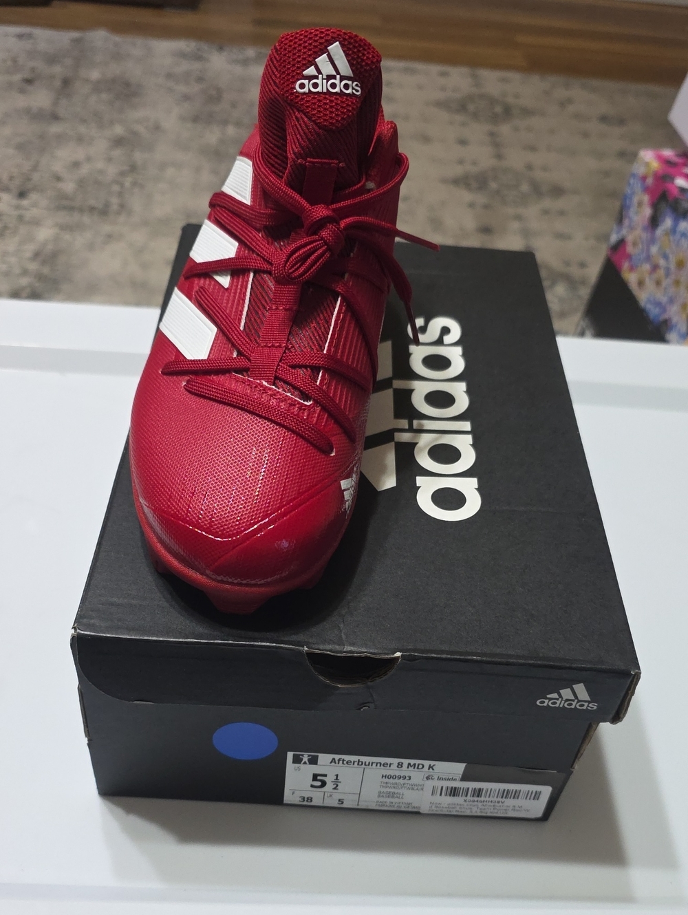 adidas Kids Red and White Soccer Cleats
